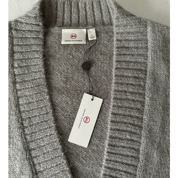 AG Amari Bishop Sleeve Crop Sweater in Net Grey Size L - Picture 6 of 11